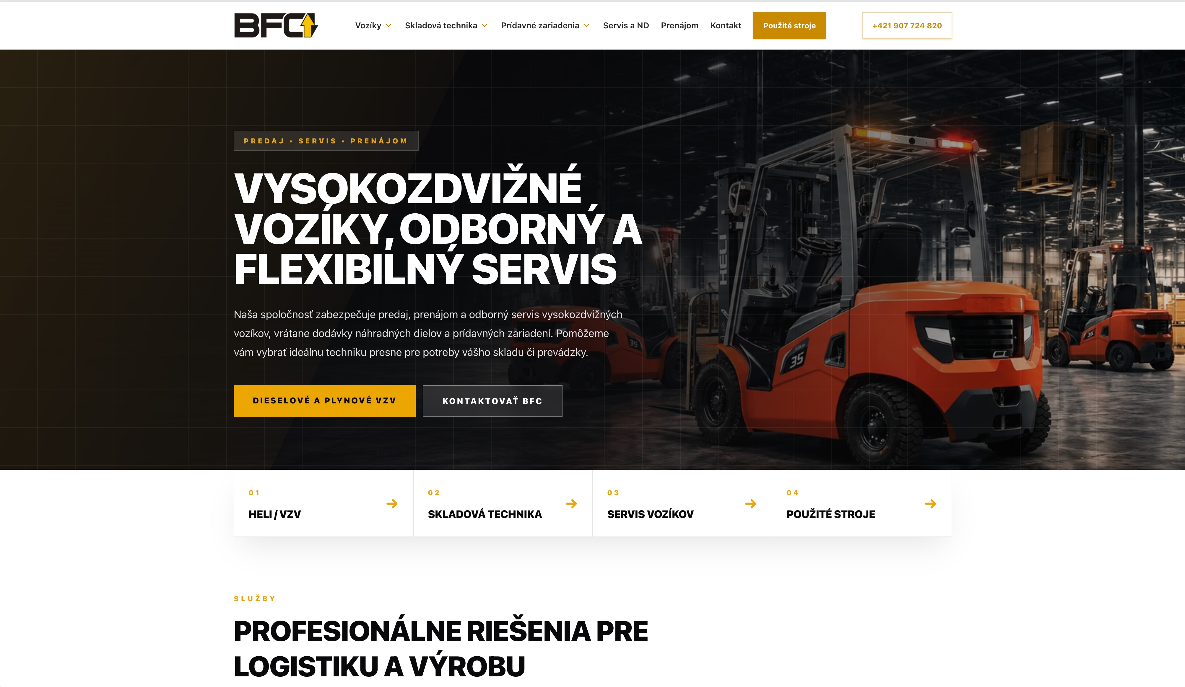 Ukážka firemného webu a katalógu BFC SK