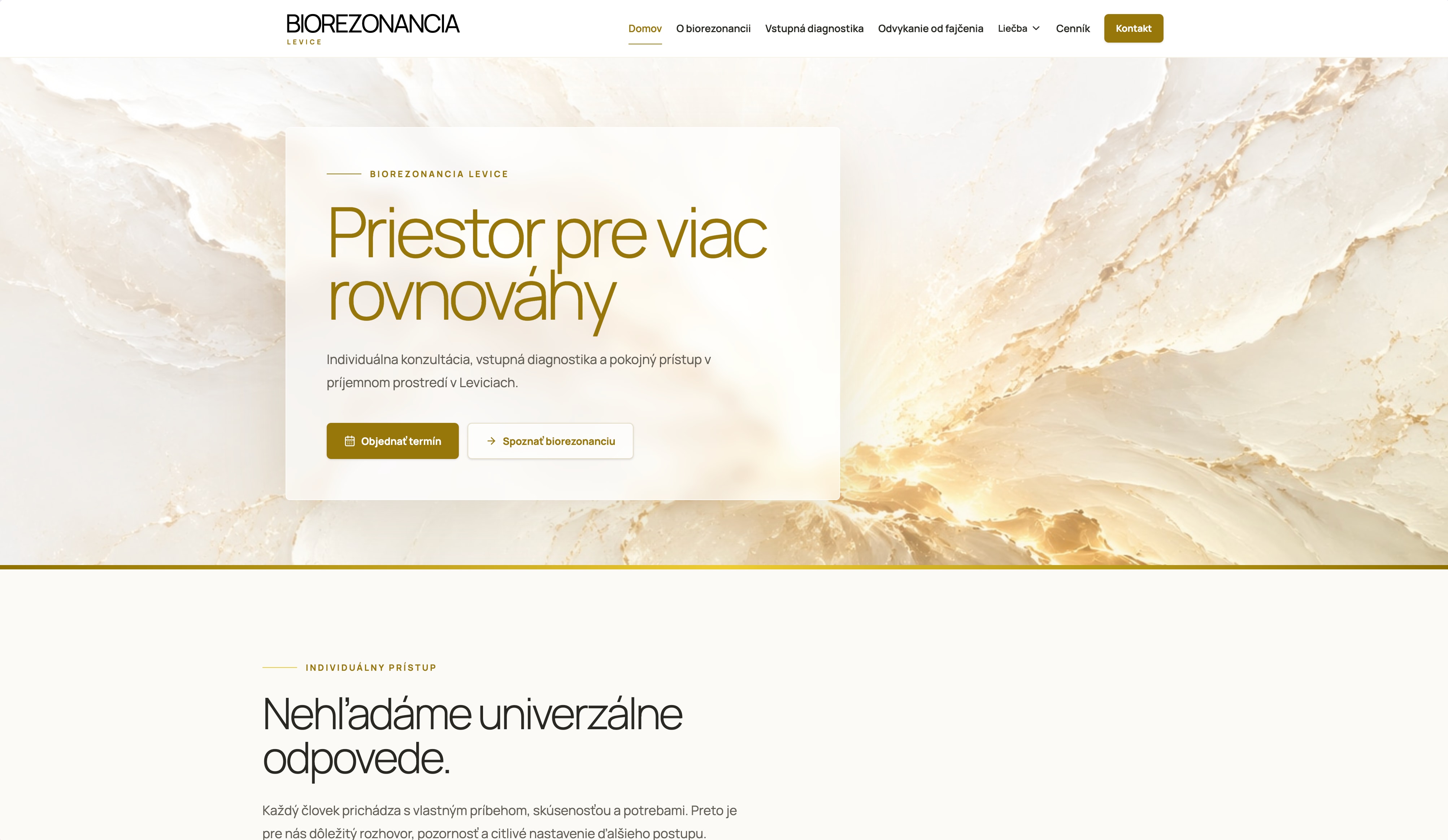 Ukážka webu Biorezonancia Levice