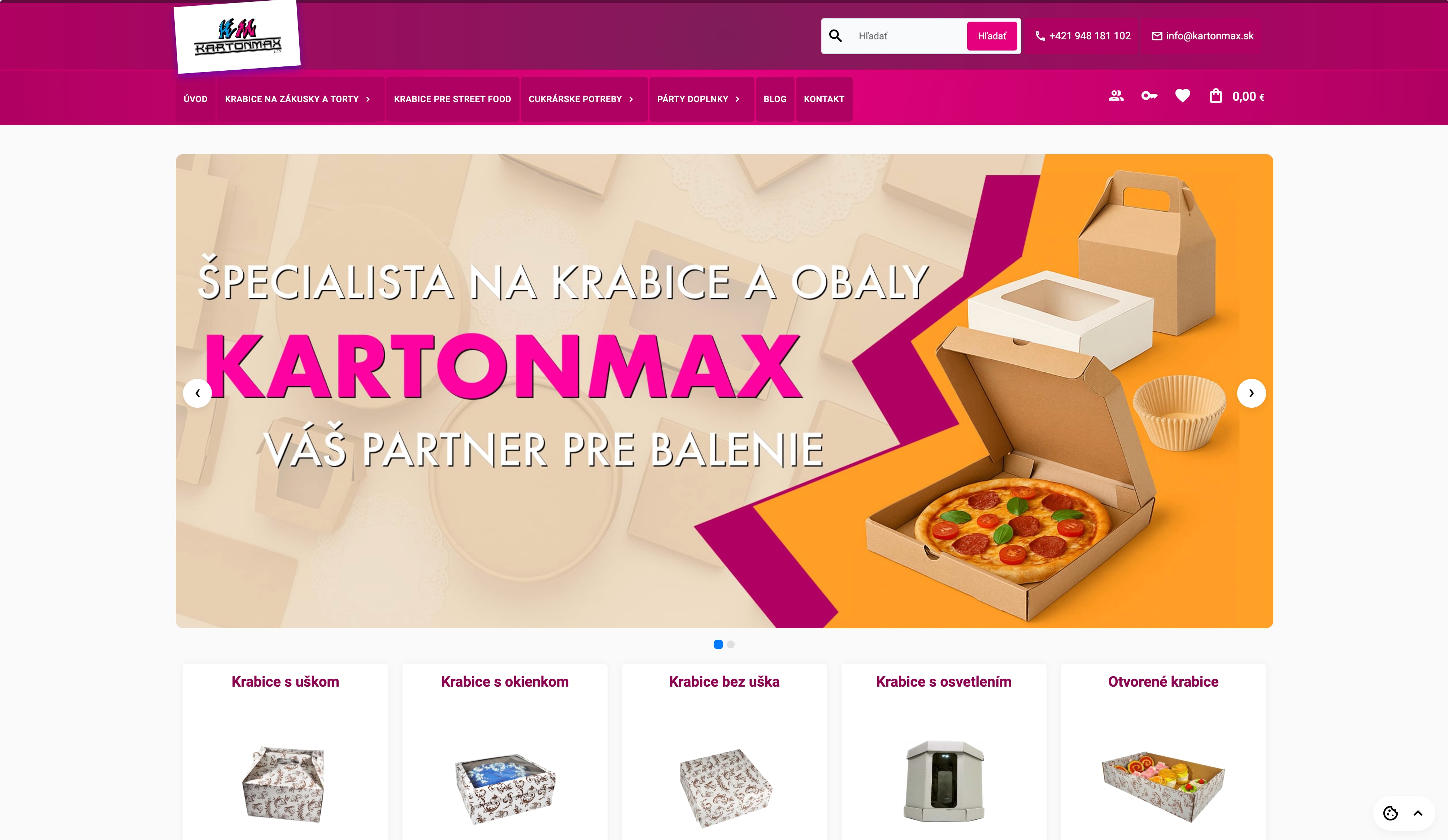 Ukážka webu Kartonmax