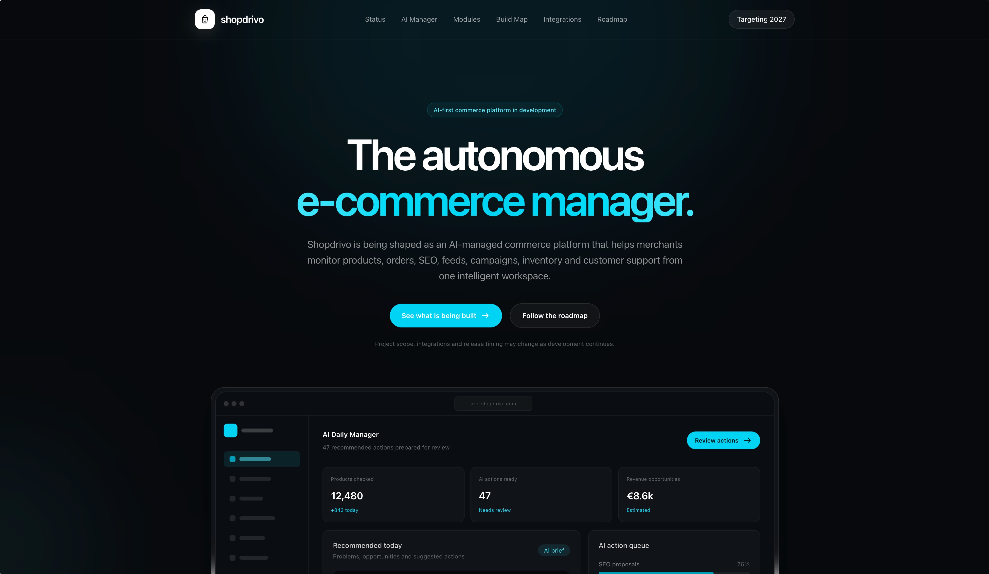Ukážka landing page ShopDrivo
